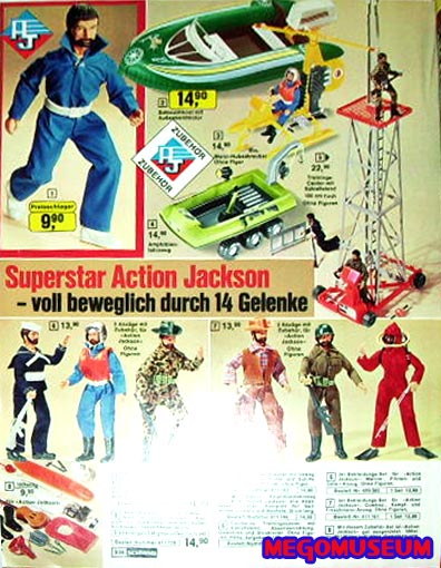 Mego Action Jackson catalog spread from Germany