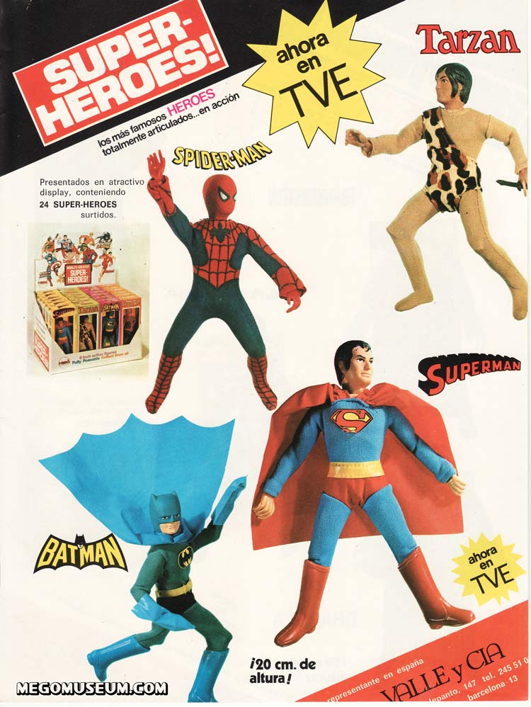Mego Superheroes in Spain courtesy of foreignmego.com