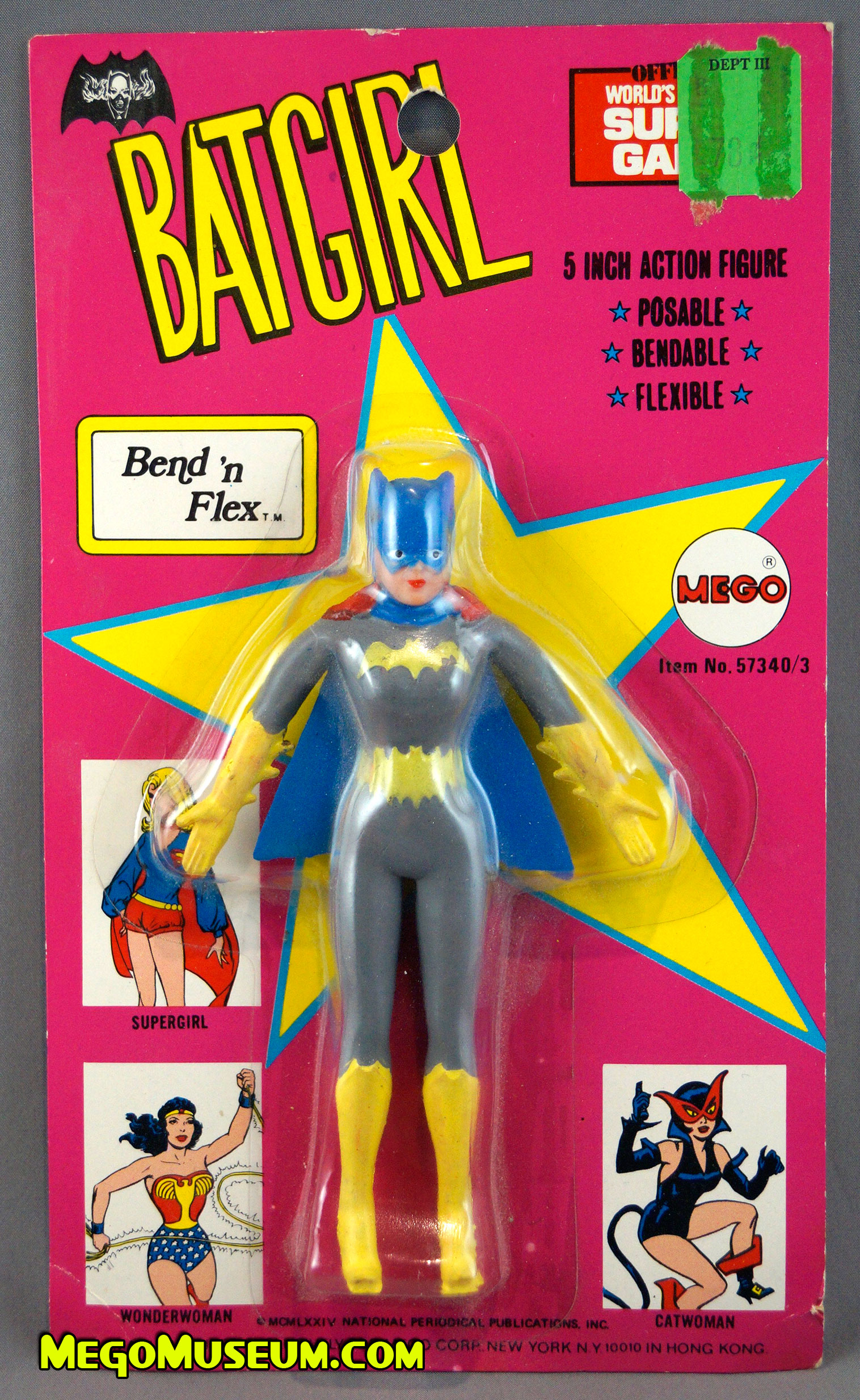Mego Batgirl Bend 'N Flex Supergals Card from 1974
