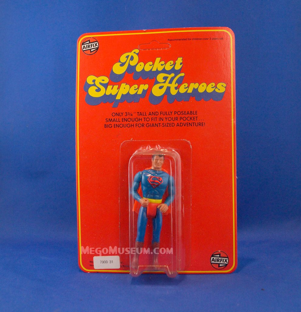 Mego Pocket Superheroes Superman on Airfix Card