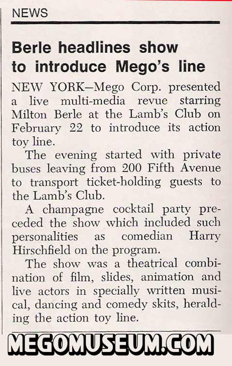 milton berle presented the 1972 Mego toy lines