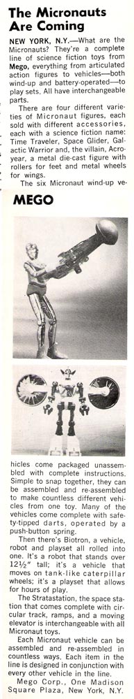 Mego's The Micronauts was one of the biggest hits for the World's Greatest Action Figure Company