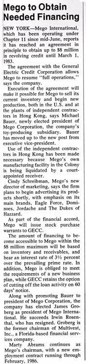 Mego gets some much needed financing