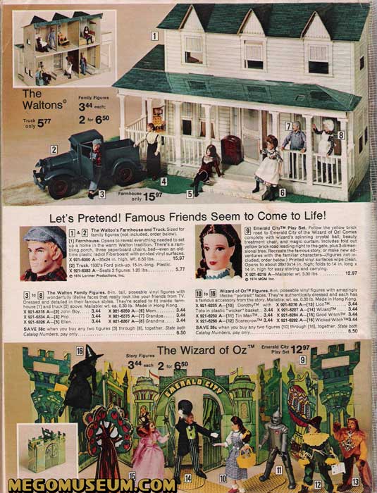 The Mego Waltons line in the 1975 Sears catalog