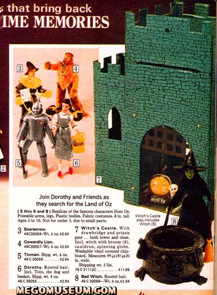 The Mego Wizard of Oz line in the 1975 Sears catalog