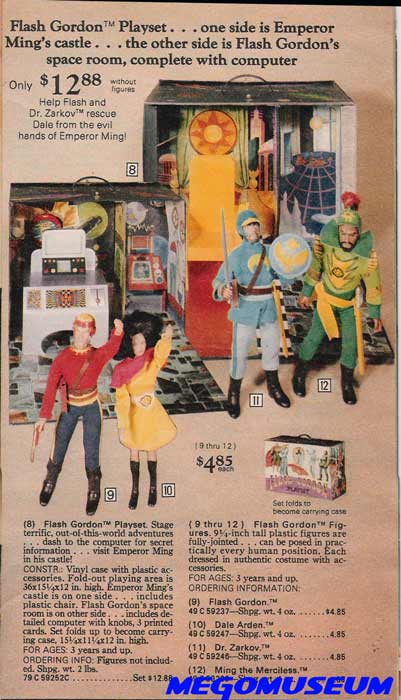 this page from the 1978 sears catalog features Mego Flash Gordon