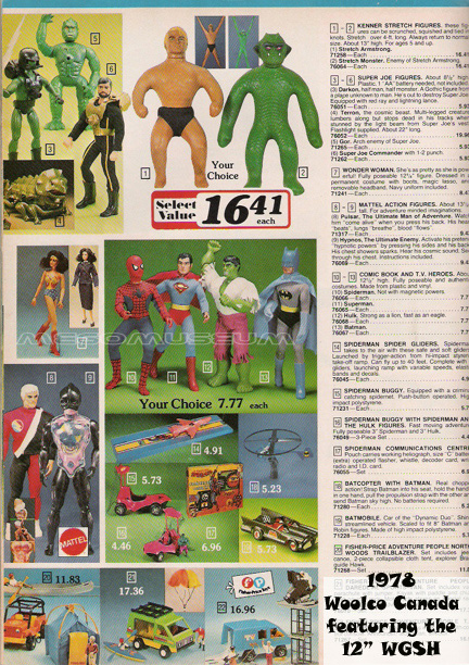 1978 catalog featuring the Mego 12 inch Superheroes