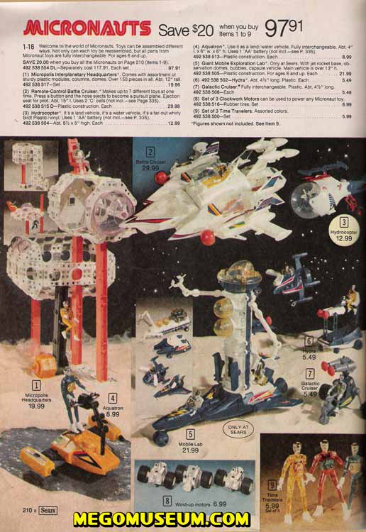 The Mego Micronauts line in the 1979 Sears Catalog