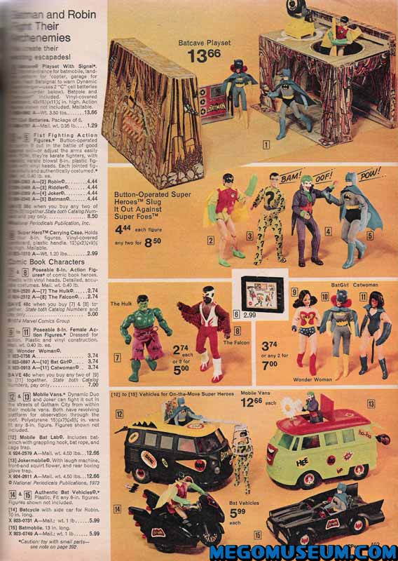 The Mego Super Hero line in the 1975 JC Penney catalog