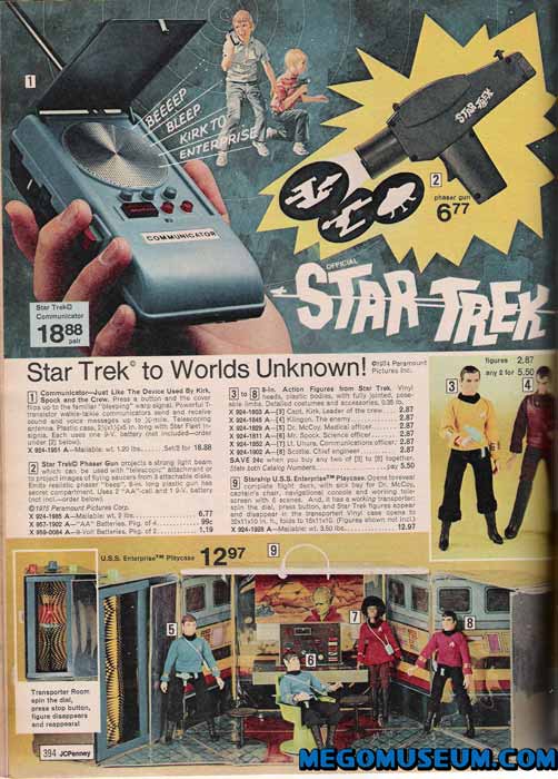 The Mego Star Trek line in the 1975 JC Penney catalog