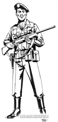 Early production sketch of Eagle Force Sharpshooter Eagle Eye whose name was changed in production to Stryker