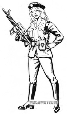Early production sketch of Eagle Force Member Goldie Hawk