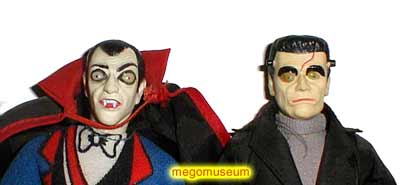 Smooth Haired Dracula and Flat Top Frankenstein were Mego's first attempts at the Monsters and were deemed too similiar to the Universal makeups.