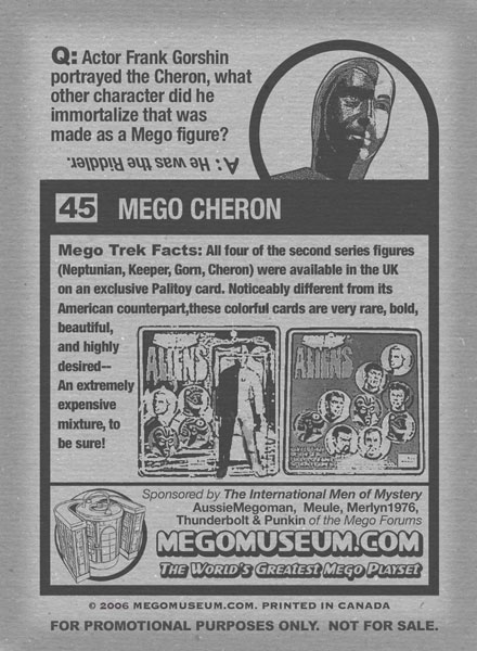 mego cheron trading card from the mego museum