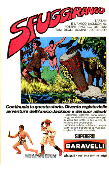 Italian Comic Book Advertising that pitted Action Jackson with many of Mego's most Popular lines!