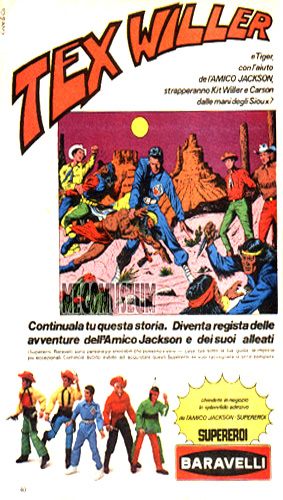Italian Comic Book Advertising that pitted Action Jackson with many of Mego's most Popular lines!