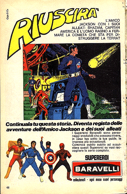 Italian Comic Book Advertising that pitted Action Jackson with many of Mego's most Popular lines!