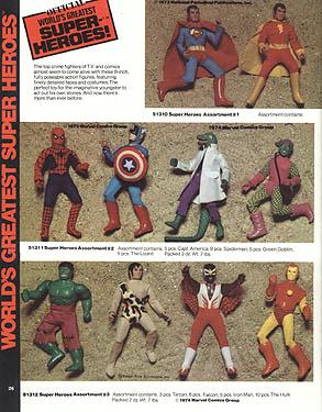 1975 Mego Catalog page with Hulk debut