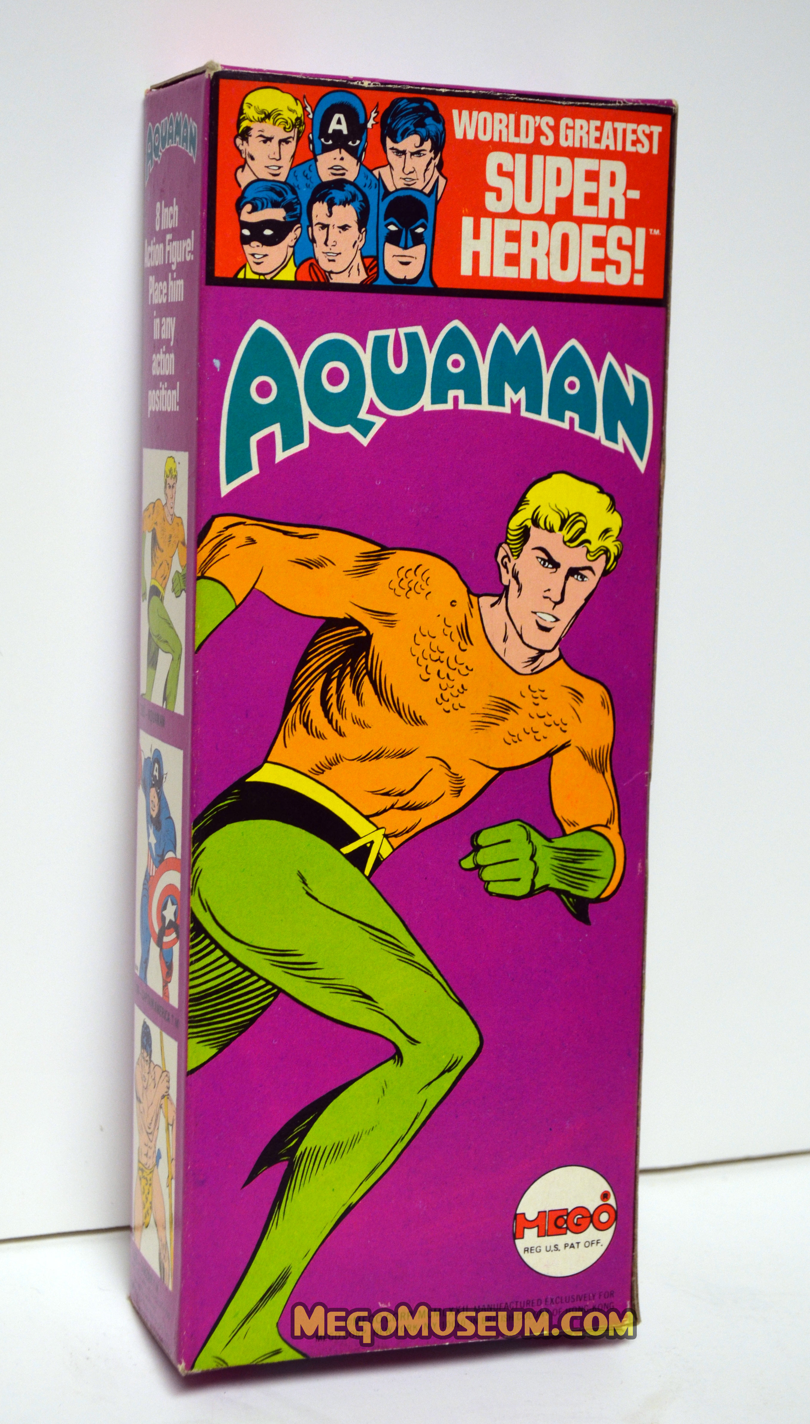 Mego Solid Boxed Aquaman from the Worlds Greatest Superheroes line. MegoMuseum.com