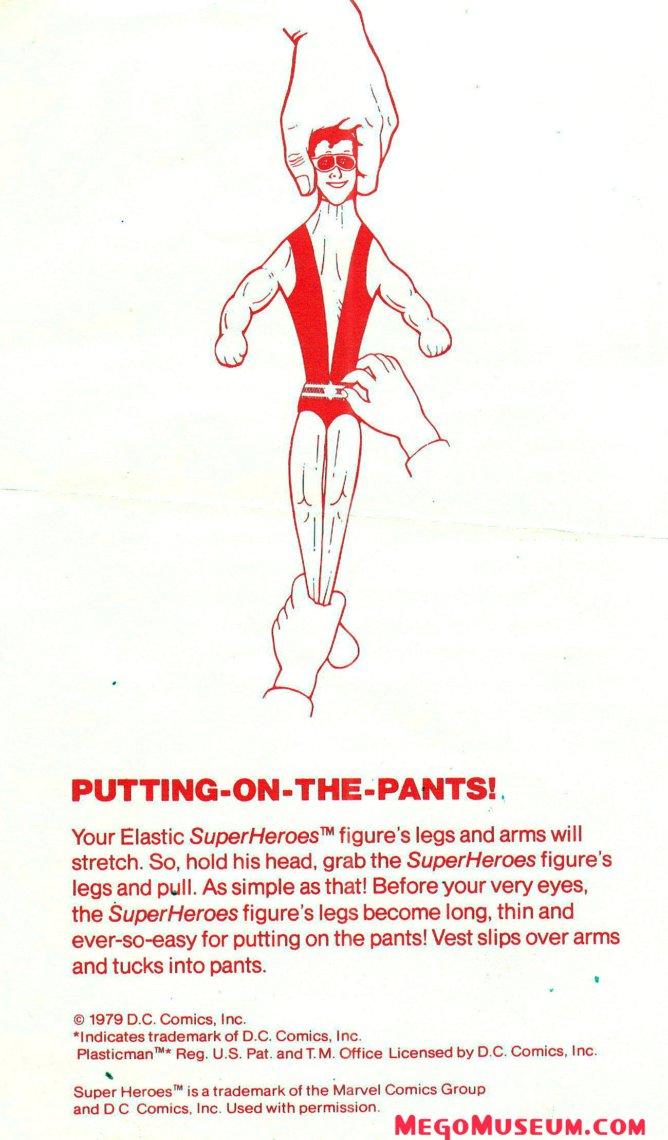 Mego Elastic Plastic Man instructions.
