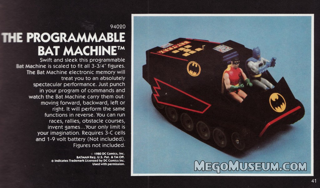 Batmachine in the second edition of the 1980 Mego Catalog
