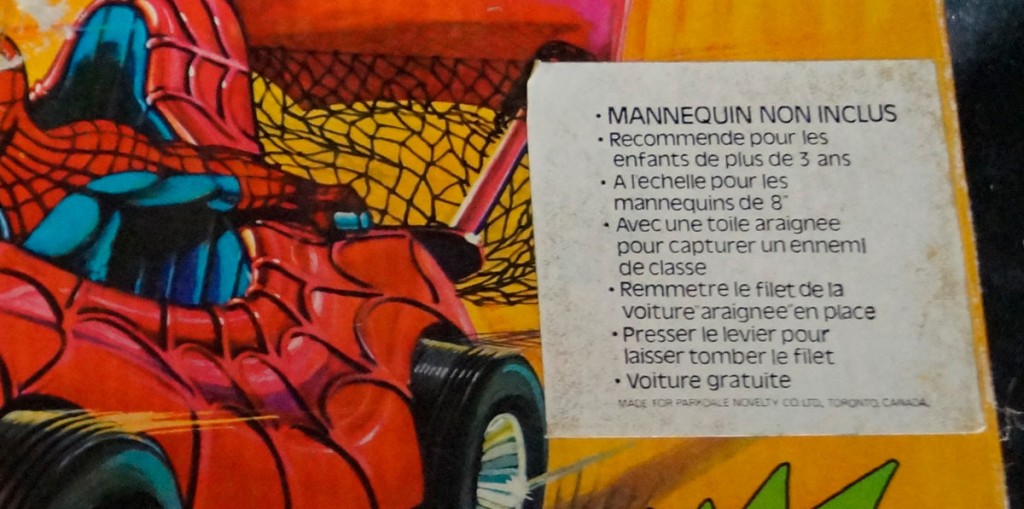 Mego Spider-Car Canadian box variation