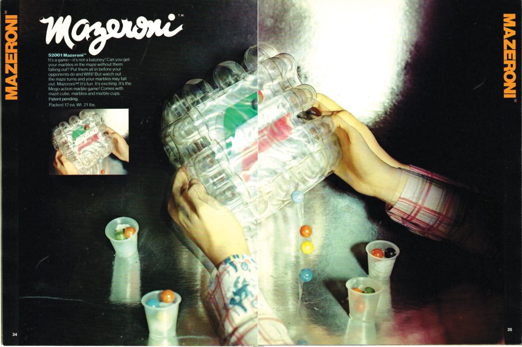 Mego 1975 Catalog page featuring Mazeroni