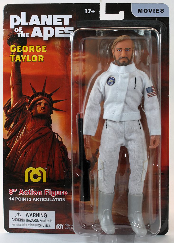 Colonel George Taylor has traveled through time and space to reach the Megoverse for the very first time ever! "Seen from out here... everything seems different. Time bends. Space is boundless.” Mego proudly presents The Planet of The Apes Taylor 8” action figure!
“It's a mad house! A mad house!” Taylor has crash landed on a planet ruled by talking Apes! How did this upside-down world come about? Can Taylor escape Dr. Zauis and the Ministry of Science with his mind and spirit intact? Take your stinking paws off me, you damned dirty ape!
Will Taylor find what he’s searching for in the Forbidden Zone? What has become of the human race? Now you can explore The Planet of The Apes” with the all-new 8” classically styled Taylor action figure! Taylor comes with screen accurate clothing and sculpting. “I'm back. I'm home. All the time, it was... We finally really did it!”