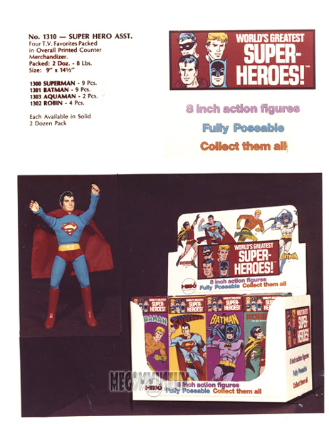 Mego Sales page 1973 with prototype Superman