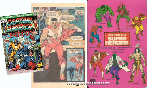 The Mego Falcon Card Art came from the inside of the Captain America # 170 