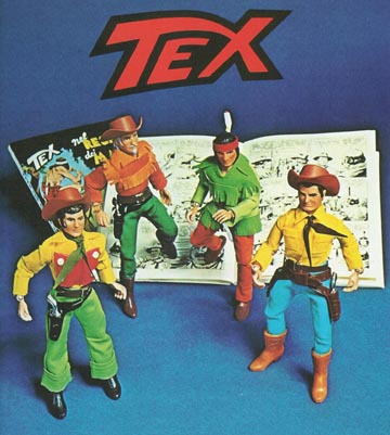 1974 shot from the Baravelli Catalog, featuring Tex and Crew jumping off the comic page, more shots of Mego Catalogs are available in the Mego Library