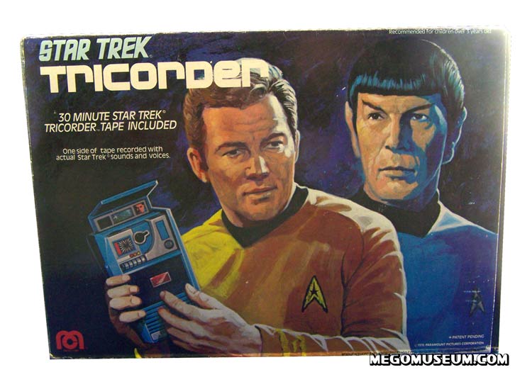 The Front of the box features the same beautiful artwork that was featured on much of the 1976 released Mego Star Trek items