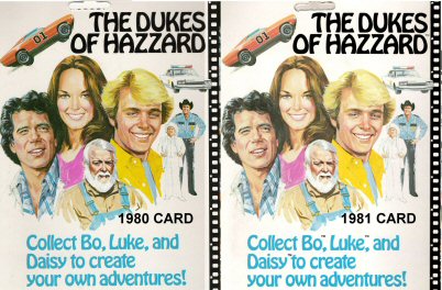 The back of a mego Dukes of Hazzard Card