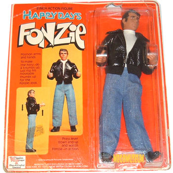 Mego Fonzie on a UK version of his card