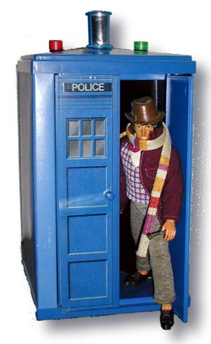 Mego Tardis utilized the same concept as the Mego Star Trek transporter