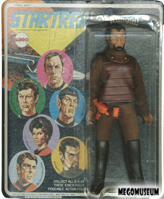 Mego Captain Kirk on a Six Face card, white lettering