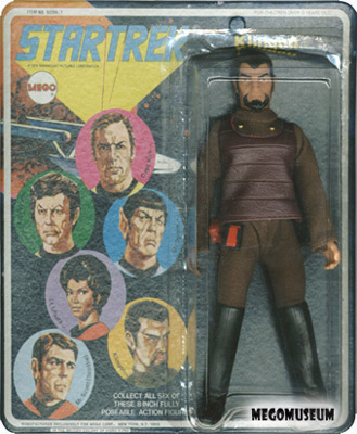 Mego Klingon on a Six Face card, yellow lettering