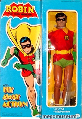 The Mego 12 inch Robin is non magnetic and has a unique box