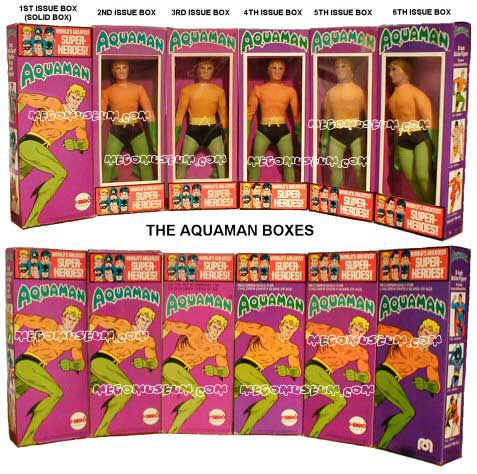 Mego Aquaman boxes an overview