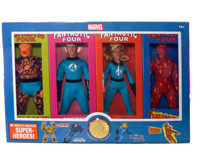 Disney Parks and Mego Corp. team up to introduce a four-figure set of Marvel’s first family – the Fantastic Four - in the vintage MEGO boxes from the 1970s. The Fantastic Four set is available now at Walt Disney World and coming soon to Disneyland Resort. Visit disneystore.com on July 9th at 8AM PT to shop the new set. Each set comes with a new Fantastic Four coin based on the back cover of Marvel Treasury #2 showing Mr. Fantastic, the Invisible Woman, the Human Torch and the Thing in profile while the reverse side is the classic MEGO logo. These four 8-inch figures, with all the original accessories, are in a replica window box inspired by the original 1976 boxes. The head sculpts and costumes are taken directly from the original figures. Each one is a tiny time machine back to your childhood. For more information on Mego Corporation and their products, please visit their website at www.megofigures.com Contact: Info Contact at Mego Corporation info@megofigures.com About Mego Corporation: Mego Corporation is the industry leader in action figures and collectibles, offering a wide range of products for fans of all ages. Founded in 1954, Mego Corporation is dedicated to providing the highest quality collectibles and products that capture the spirit of pop culture.